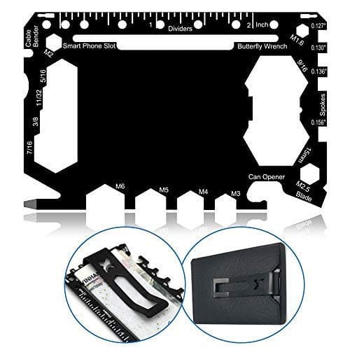 Survival Pocket Tool - 46 in 1 Multi-functional Credit Card Wallet Size Multitool with Pouch - Money Clip - Multi-Purpose Ninja Tool