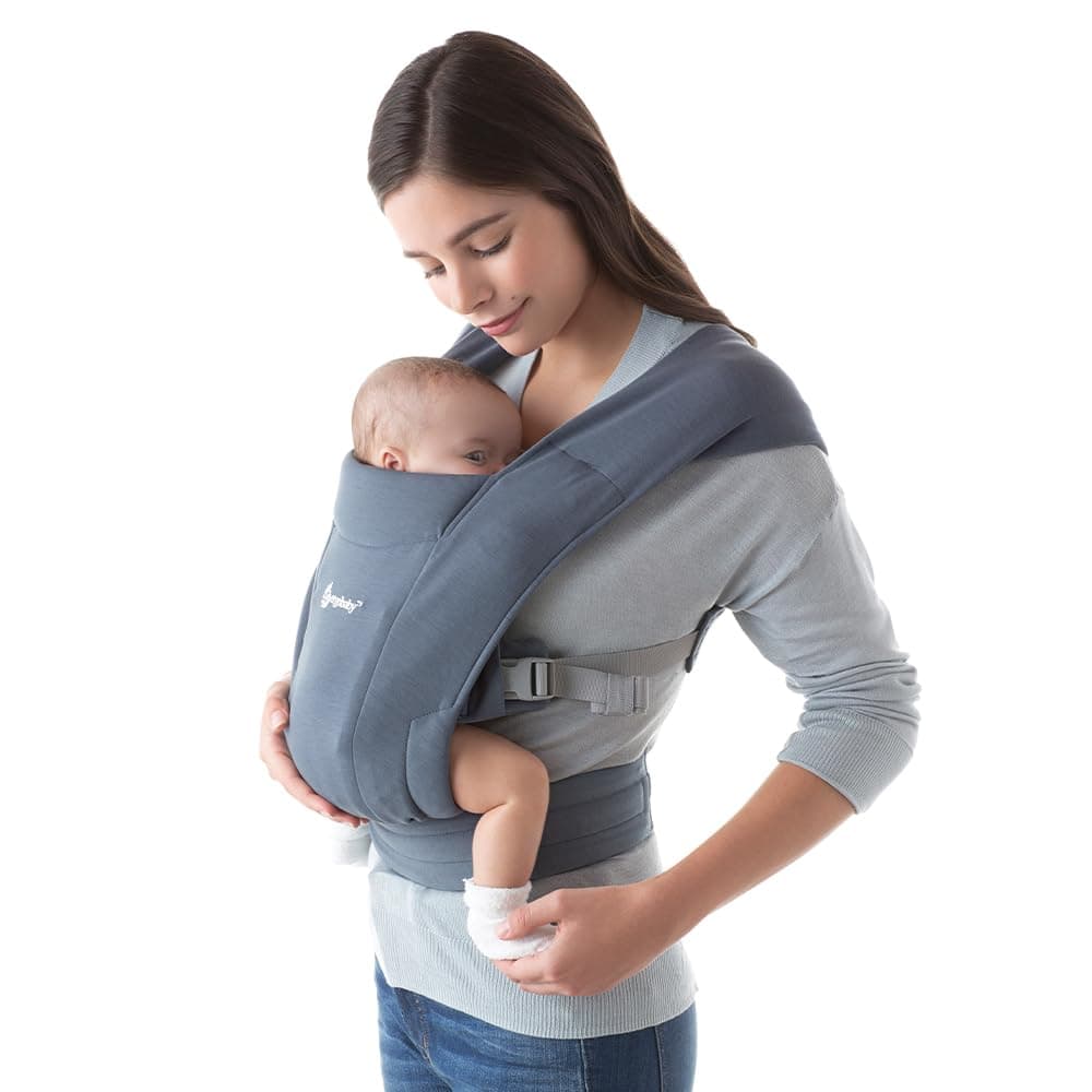 Ergobaby Embrace Cozy Newborn Baby Wrap Carrier (7-25 Pounds), Ponte Knit, Oxford Blue