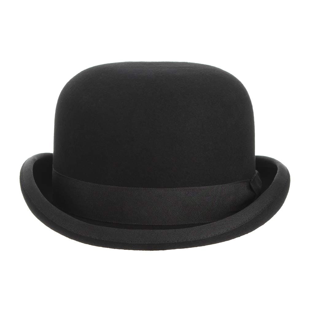 EOZYMens 100% Wool Black Bowler Derby Hat Satin Lined Fedora Party Costume Hat