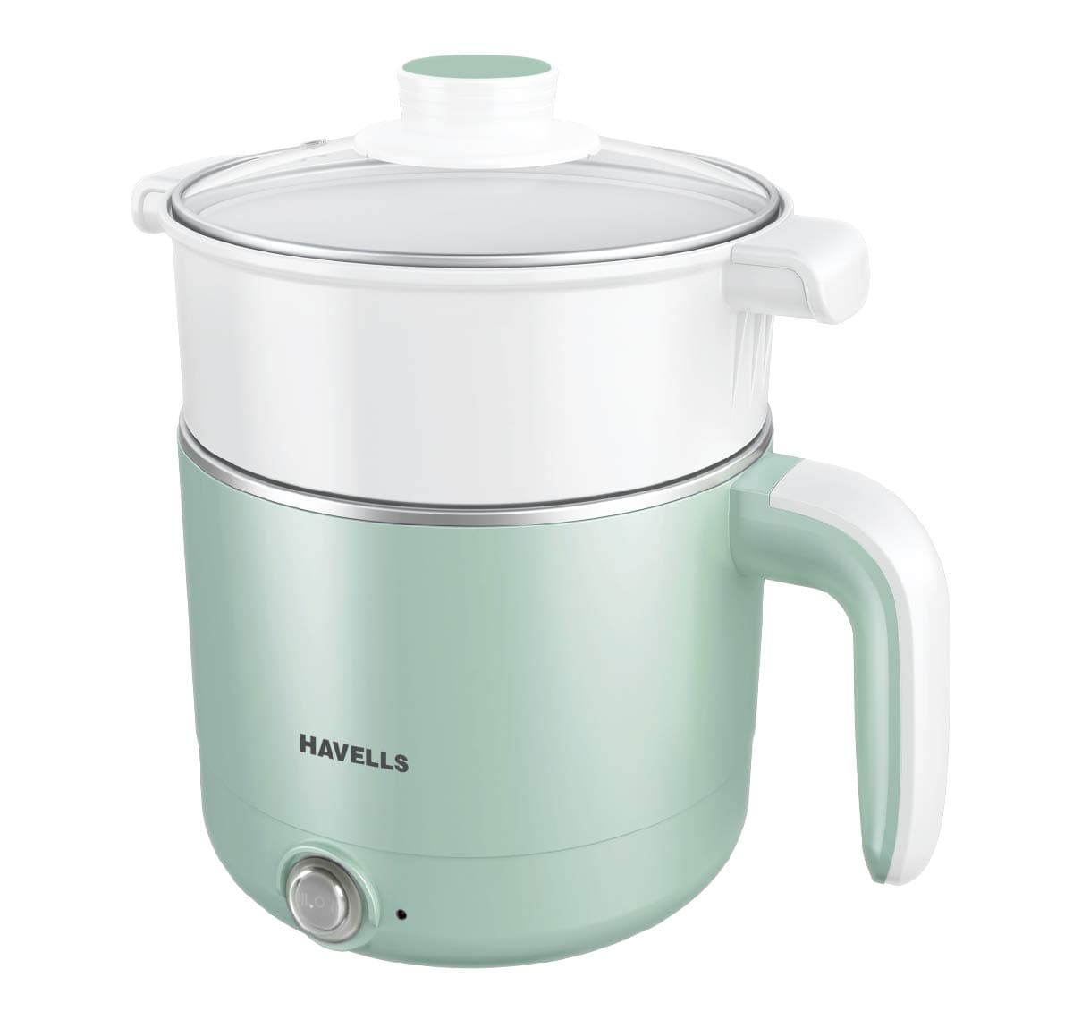 Havells Capture 1.2 L Multi-Cook Electric Kettle with Steamer | 650W |304 Stainless Steel Inner Body|Cooks Noodles, Rice, Milk | Cool-Touch Body | 2 Years Door Step Warranty by Havells (Green)