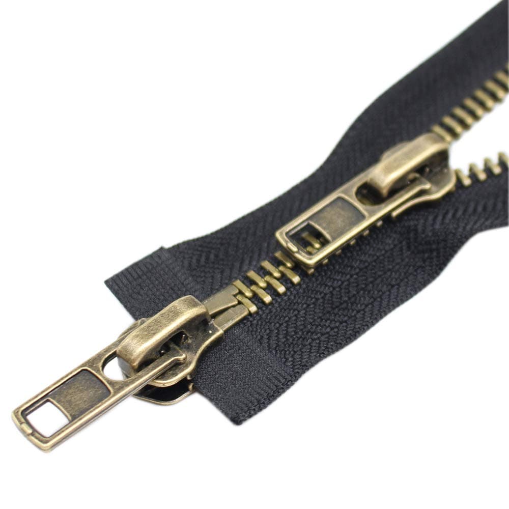 YaHoGa #8 30 Inch Two Way Separating Jacket Zipper Large Antique Brass Metal ...