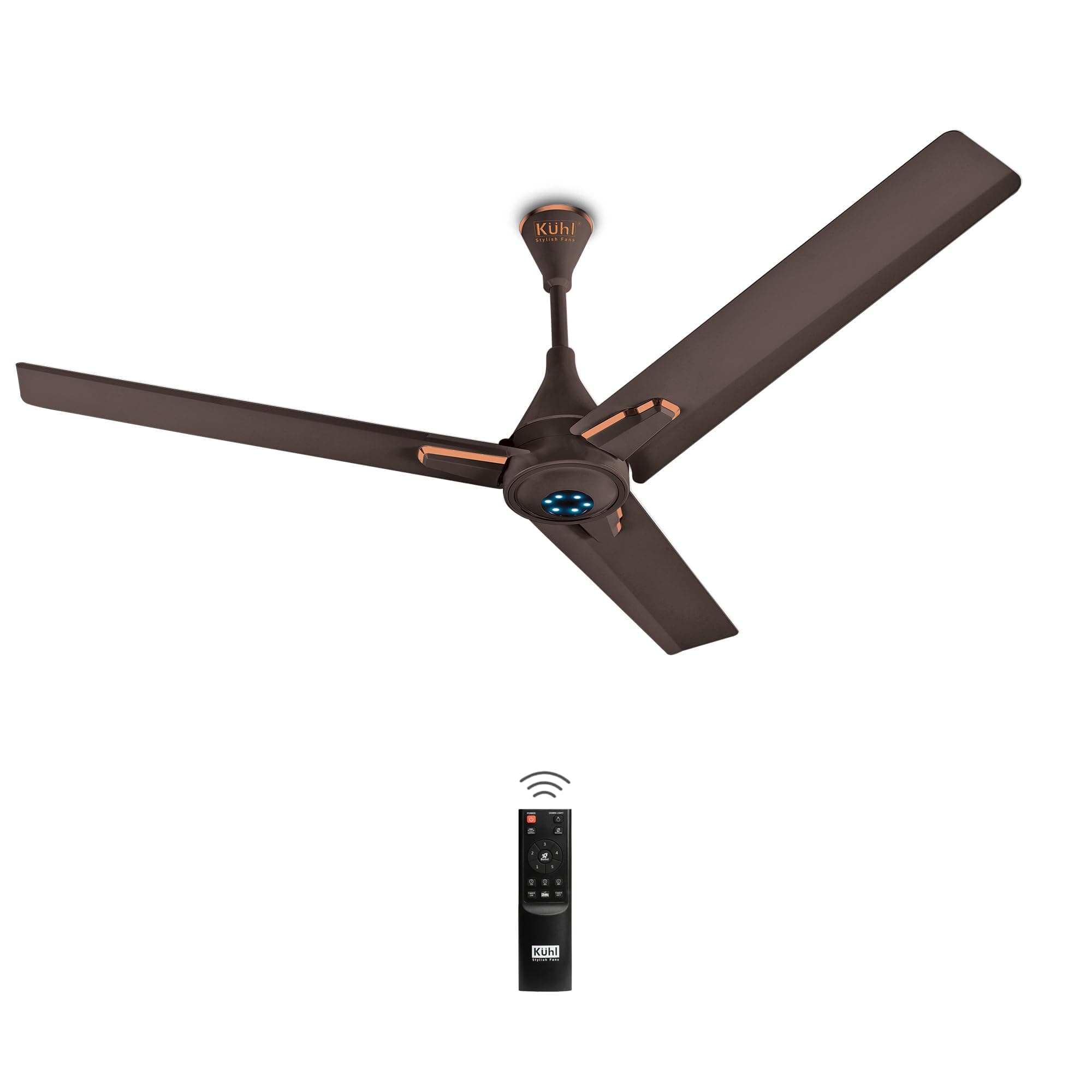 KUHL Arctis A7 1200 mm BLDC 65% Power Saving BLDC Ceiling Fan With Remote | BEE 5 Star Rated & ISI Marked | High Air Delivery with LED Indicators | 5 Year Warranty on Motor | Espresso