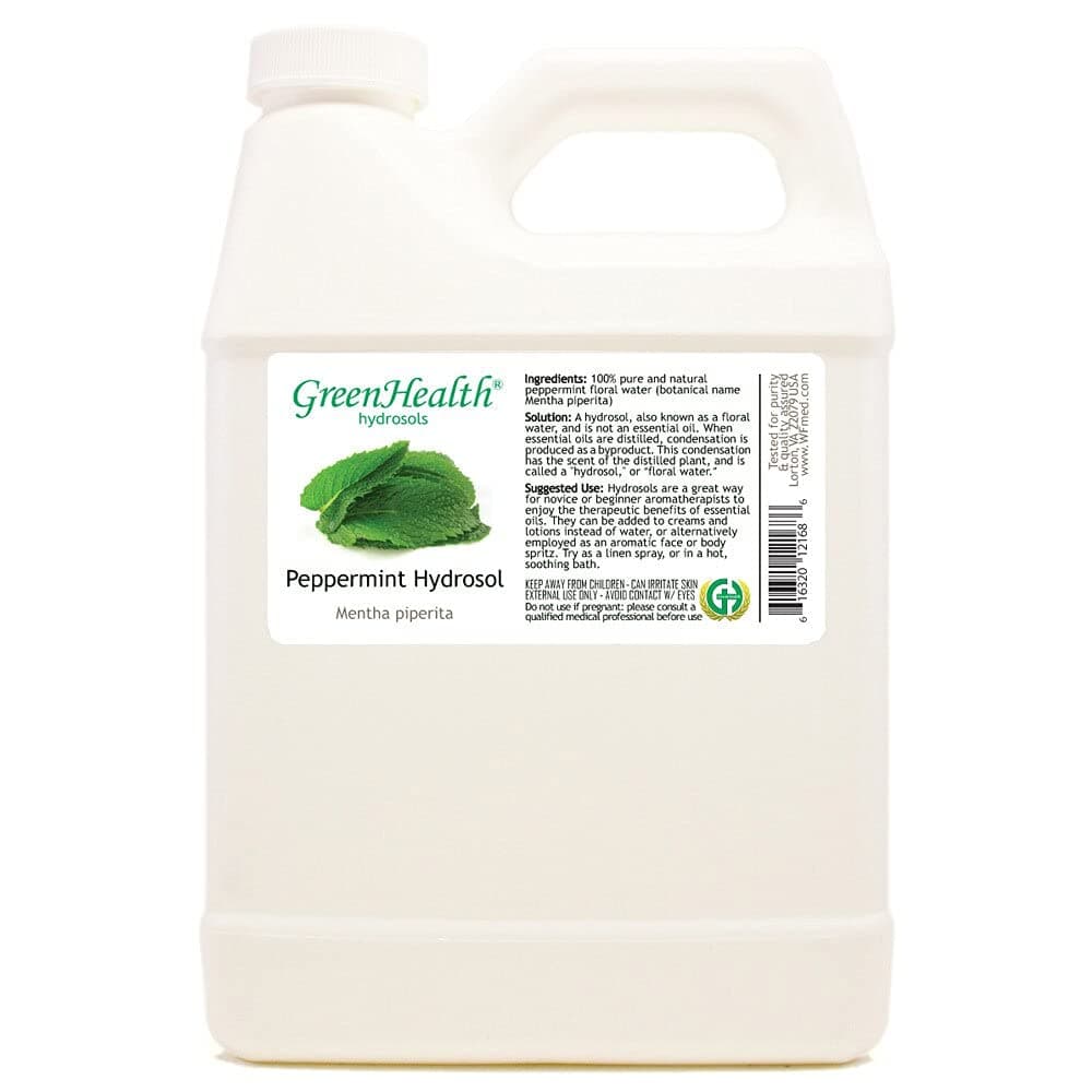 GreenHealth Peppermint Hydrosol - 32 fl oz Plastic Jug w/Cap - 100% pure, distilled from essential oil