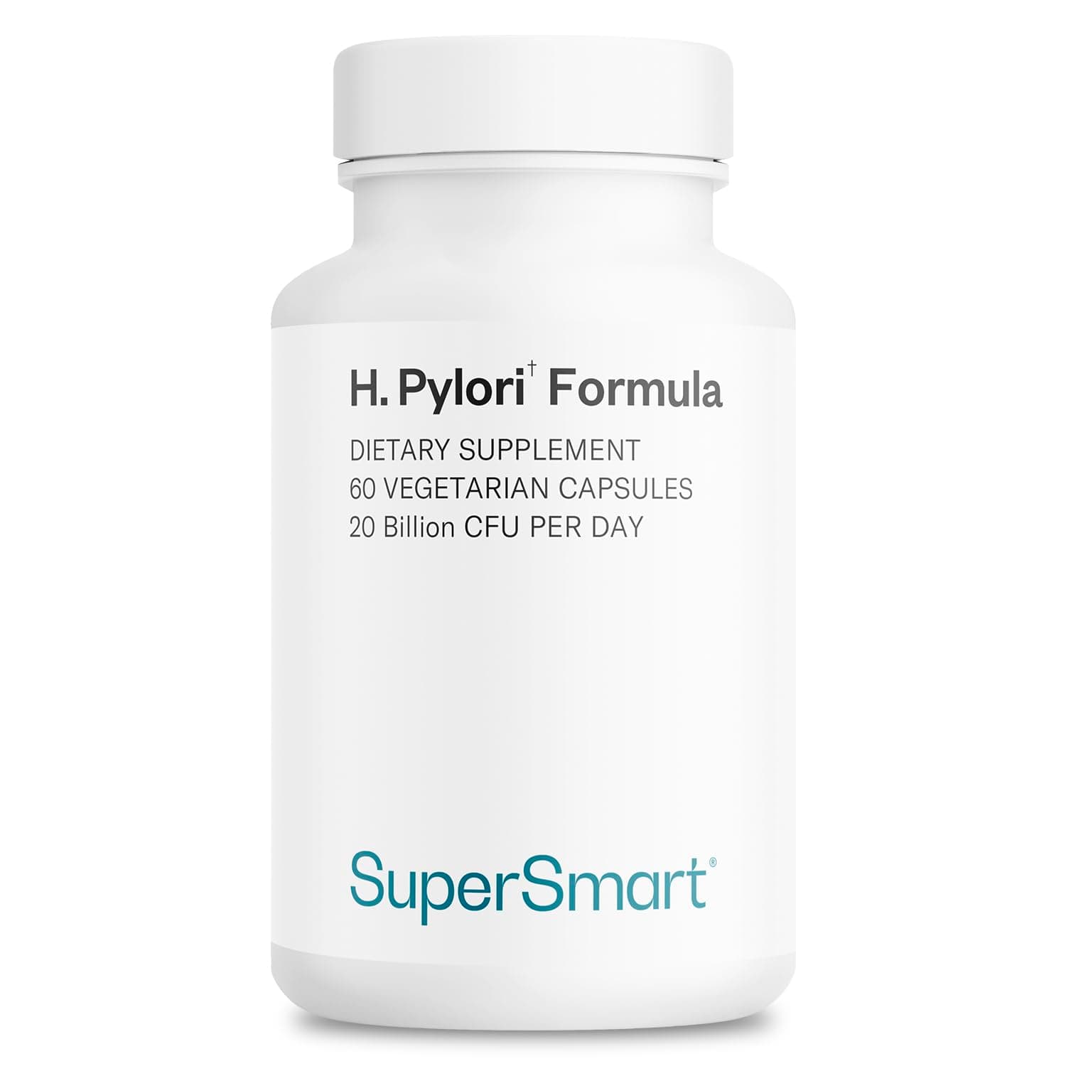 Supersmart H. Pylori Formula 20 Billion CFU per Day - Natural Probiotic Lactobacillus Reuteri DSM 17648 Supplement | Non-GMO & Gluten Free - 60 Vegetarian Capsules
