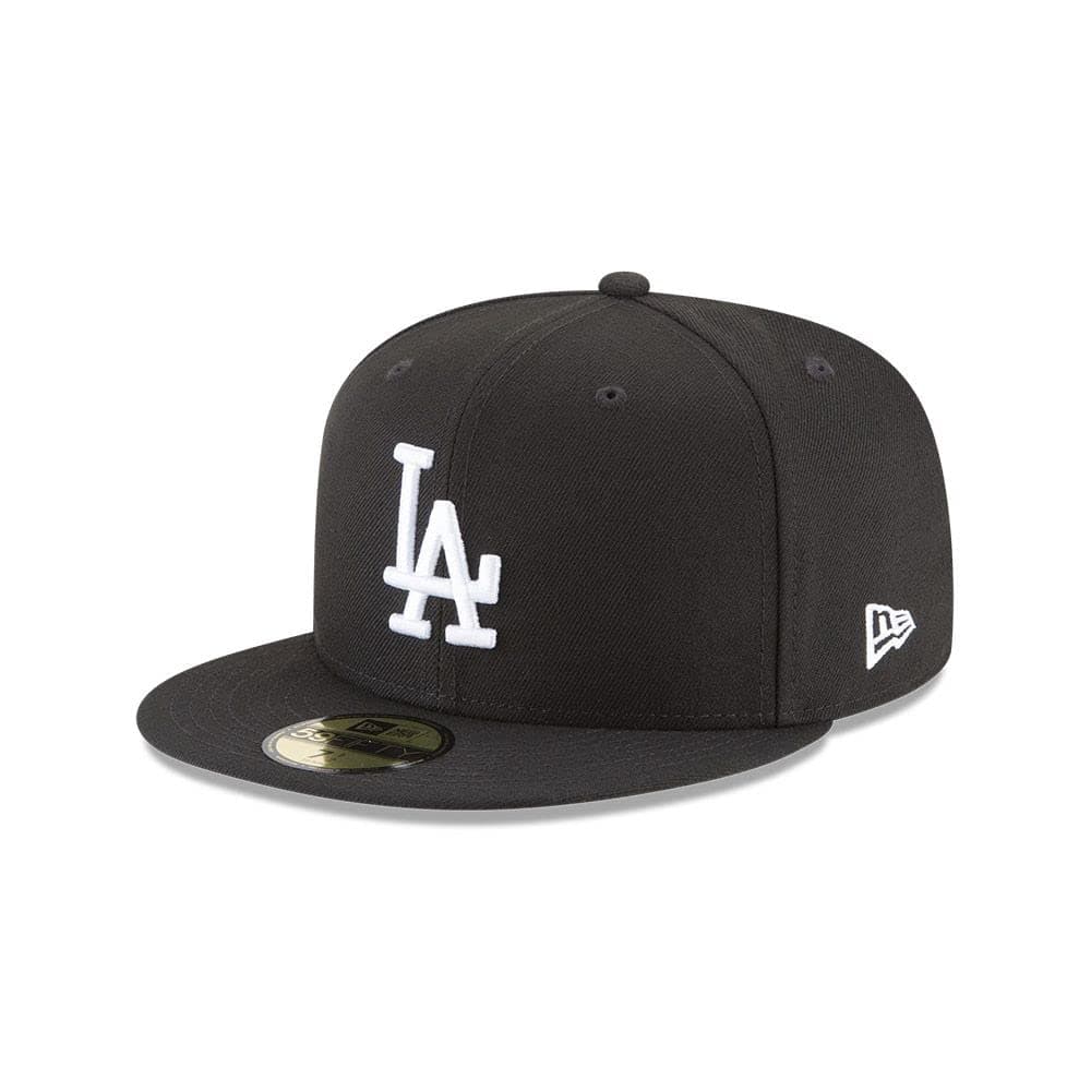 New Era x MLB Men's Los Angeles Dodgers Basic 56Fifty Fitted Hat Black/White 7 1/8