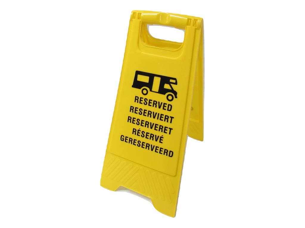 Yellow Multi Language Motorhome Pitch Reserve Sign