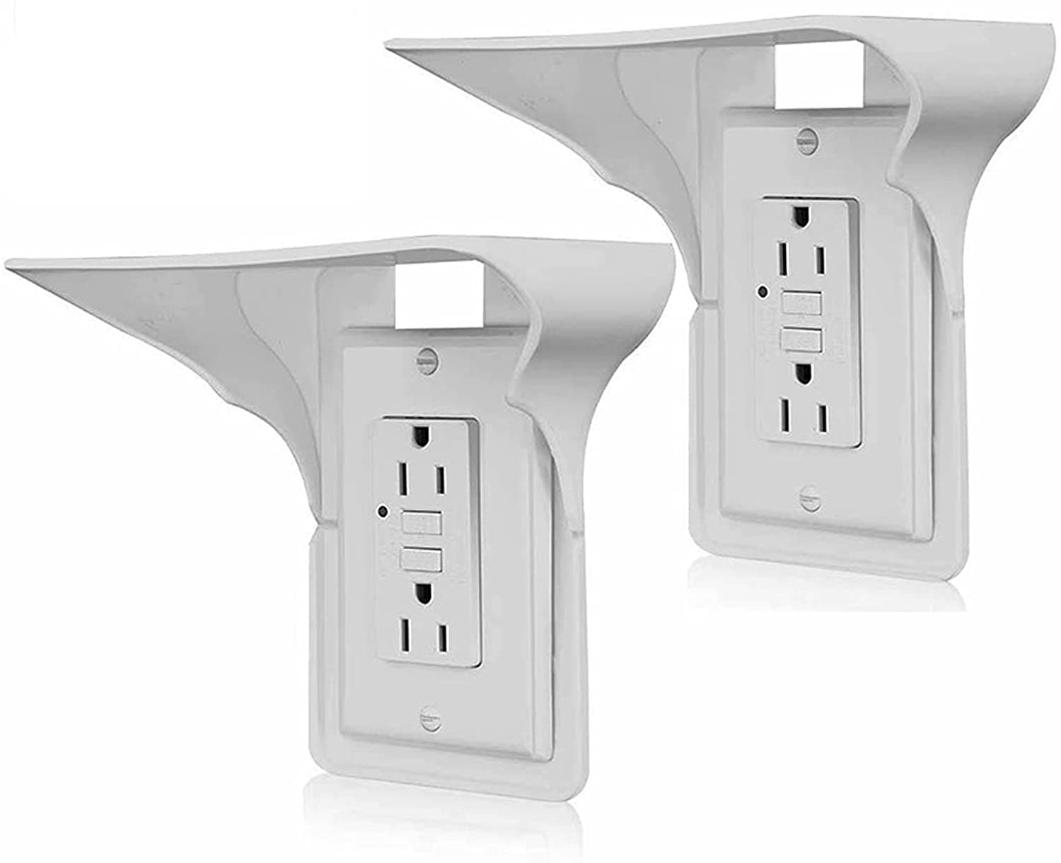 LOUIS FELT 2 Pack Single Wall Outlet Shelf Home Wall Shelf Organizer for Outlets, Perfect for Bathroom Kitchen Bedroom with Cord Management and Easy Installation. (White)