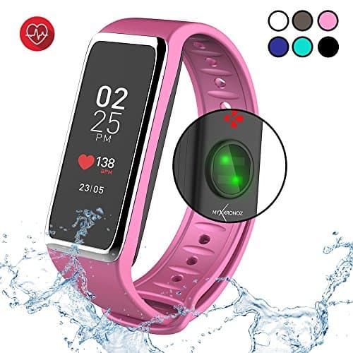 MyKronoz ZeFit3HR - Activity Tracker with color touchscreen, smart notifications and Heart Rate Monitor (Silver/Pink) (Renewed)