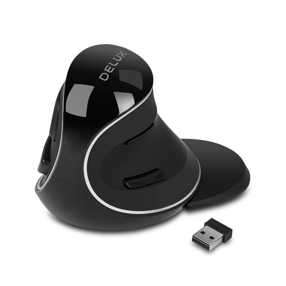 Ergonomic Vertical Mouse, Wireless Ergo Mouse for Large Hands, 2.4G Connection, Silent Clicks, Up to 1600 DPI,6 Buttons, Removable Wrist Rest, Compatible with Laptop/PC (M618Plus Wireless-Black)