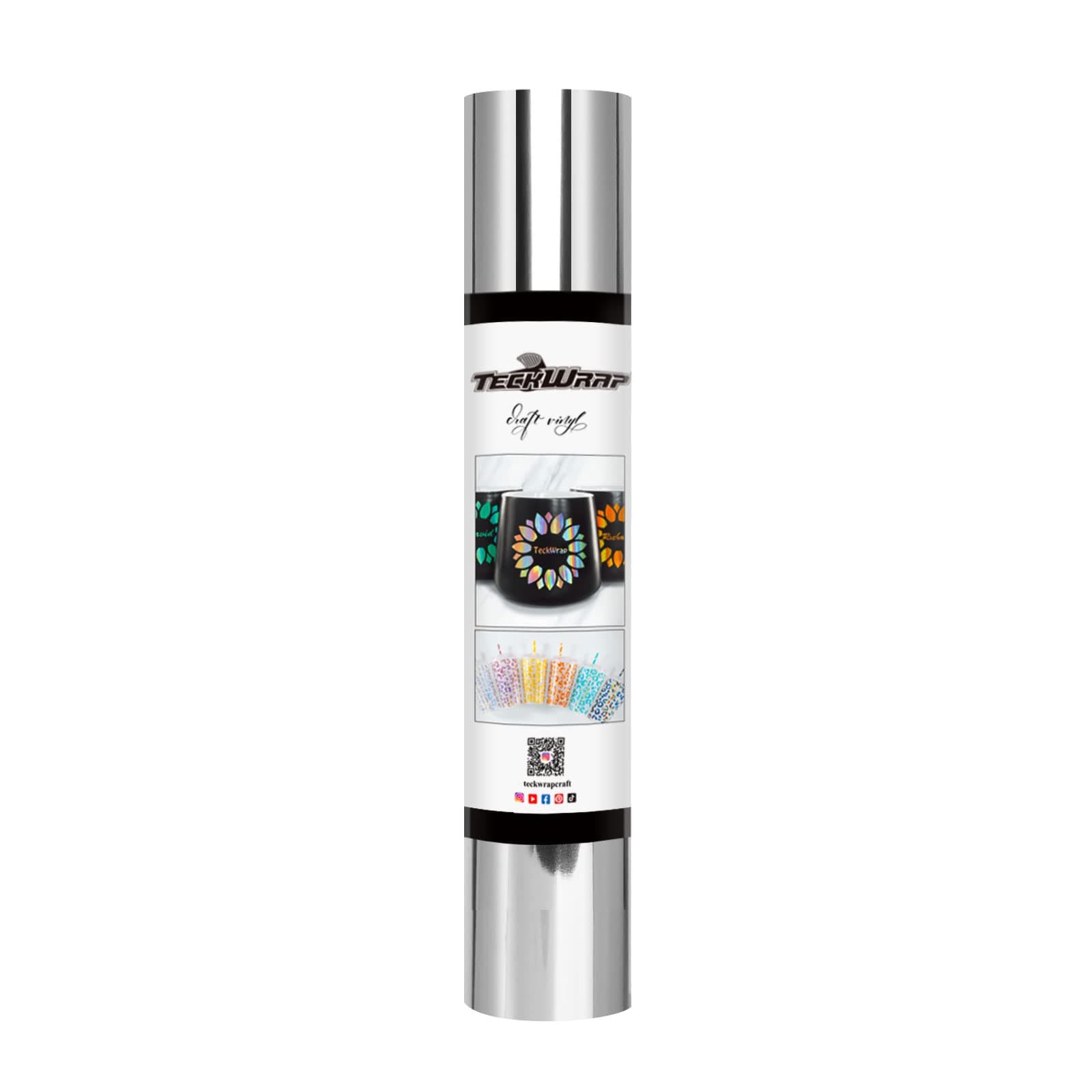 TECKWRAP Silver Chrome Vinyl Permanent Adhesive Silver Permanent Vinyl 1ftx5ft