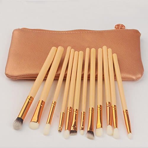 BCletty Charm Make Up Brushes, 12 pcs Rose Gold Makeup Brush Complete Eye Set Tools Powder Blending Brush Beauty Tools