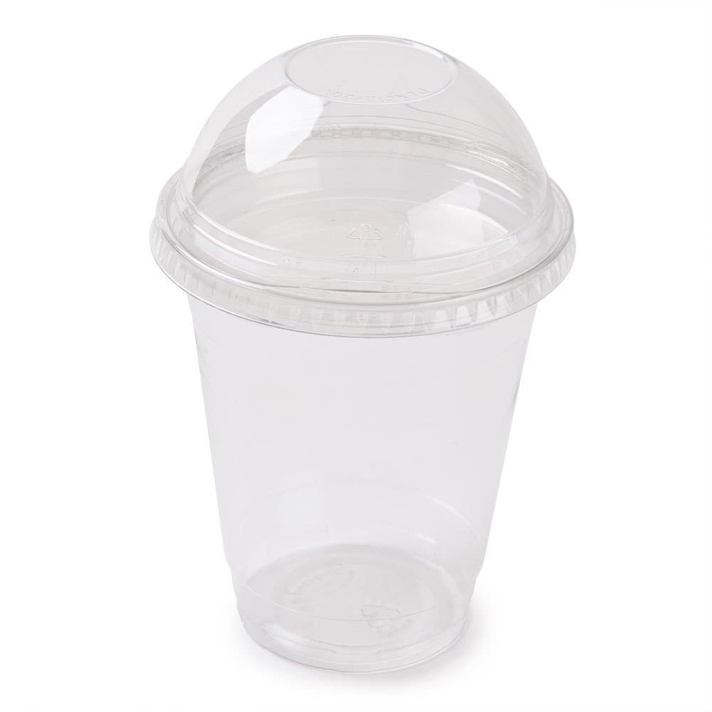 DART Clear Plastic Disposable Cups with Dome Lids - 12oz, Pack of 50, Transparent