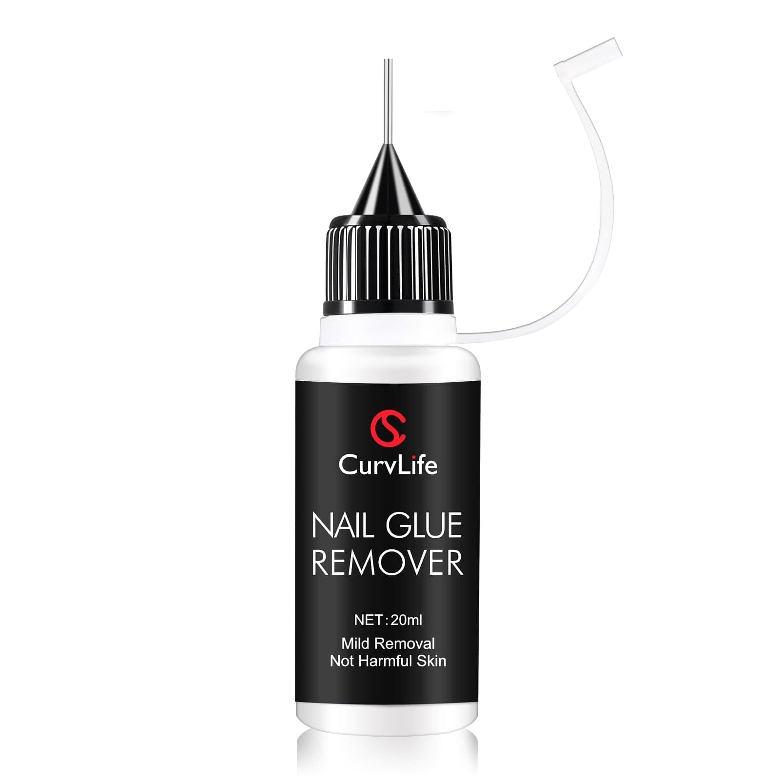 Curvlife 20ml Pinpoint Nail Glue Remover for Press on, Multi-Functional Remover for Nails Tips, Gentle Glue Remover for Gel x Nails, Non-Acetone Nail Polish Remover