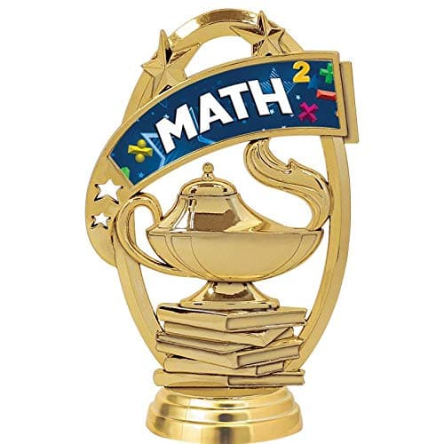 Crown Awards Math Trophies with Custom Engraving, 7.25" Personalized Mathematics Kids Trophy On Deluxe Round Base
