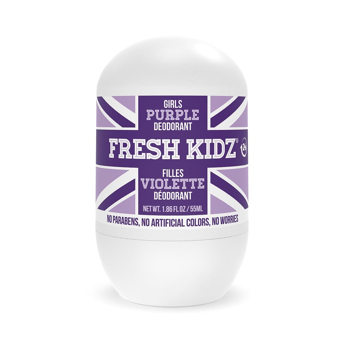 Fresh Kidz Keep it Kind Natural Roll On Deodorant 24 Hour Protection for Kids & Teens - Girls "Purple" 1.86 fl.oz.