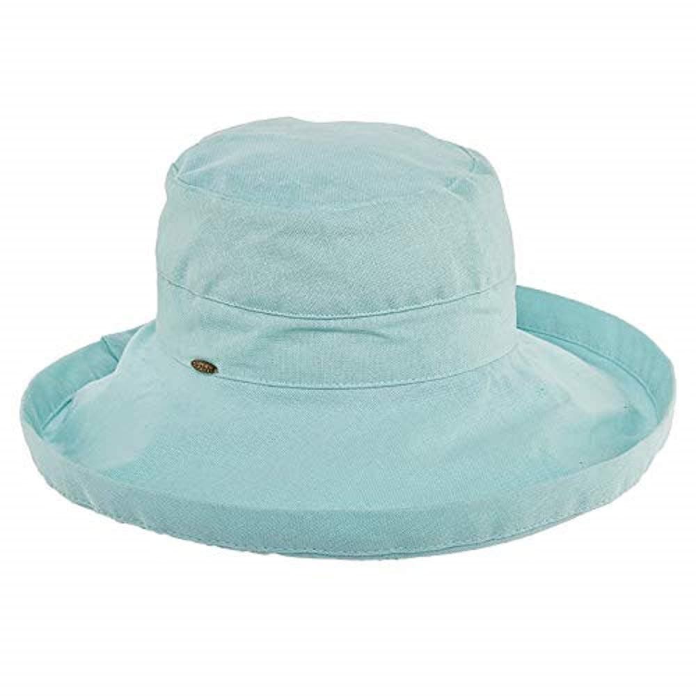 womens Cotton Big Brim Hat With Inner Drawstring & Upf 50+ Rating