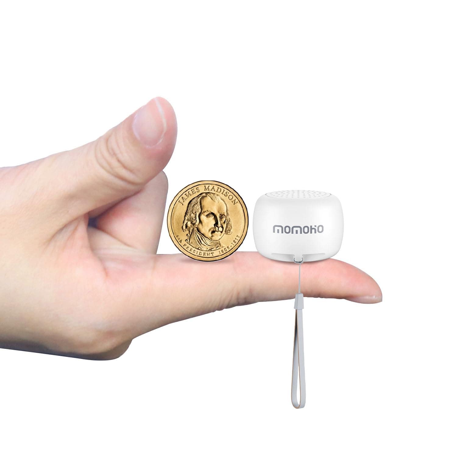 Mini Bluetooth Speaker with Camera Remote Control For Smartphones, TWS Pairing Stereo Bluetooth Speaker, Portable Bluetooth Speaker Wireless(Mini Round,White)