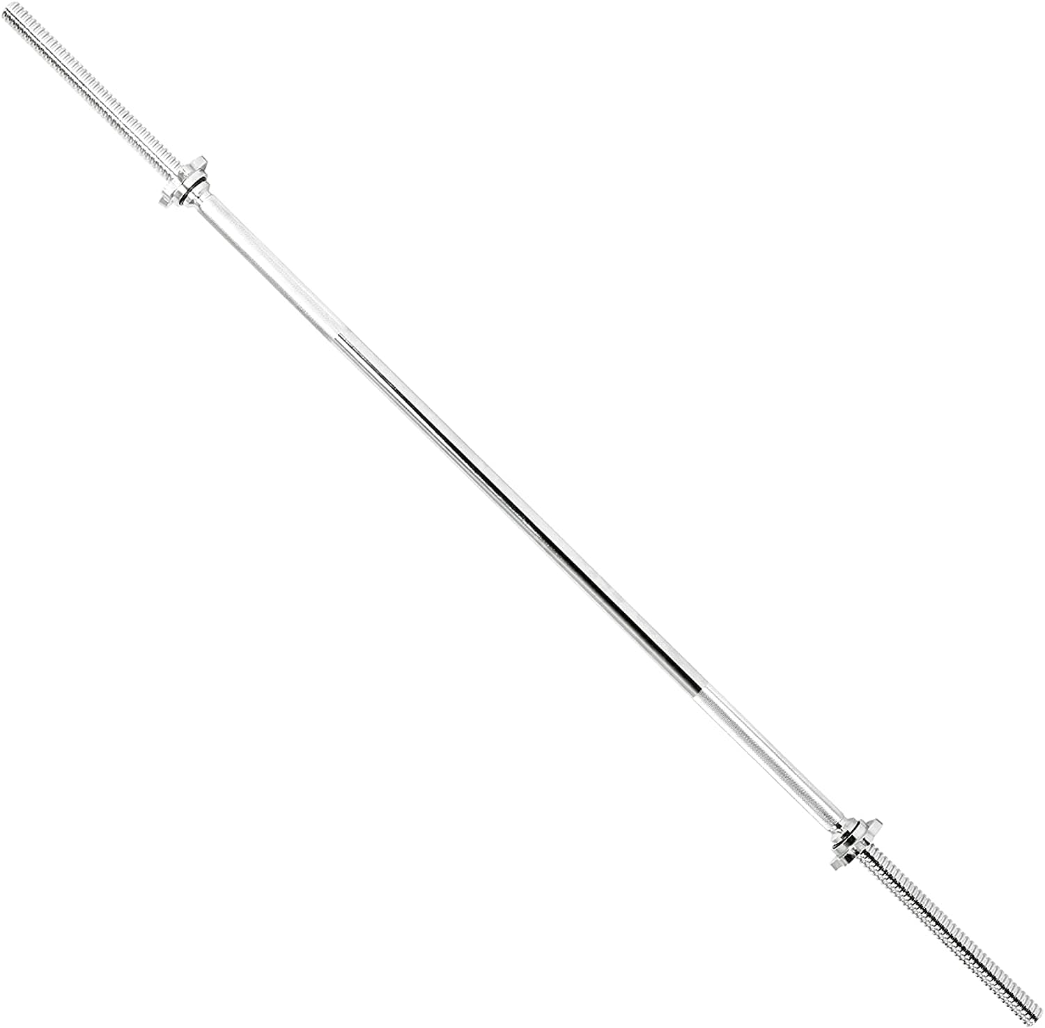H PRO 150 cm Threaded Chrome Barbell Bar| 1 Inch Barbell Diameter with Ring Collars