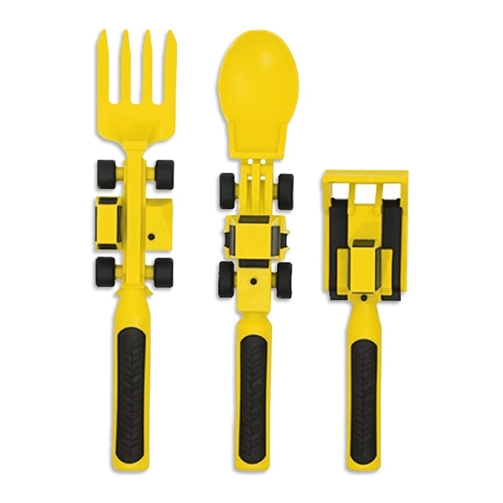 Eazy KidsSpoon, Fork & Pusher - Yellow, Truck, 3Pcs