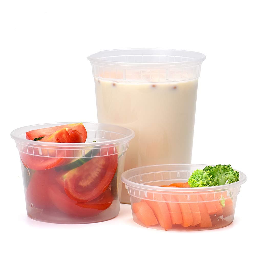 Glotoch 48 Pack (Mixed) 8 oz, 16 oz. and 32 oz. Plastic Food and Drink Storage Containers Set with Lids - Microwave, Freezer & Dishwasher Safe Eco-Friendly, BPA-Free, Reusable & Stackable