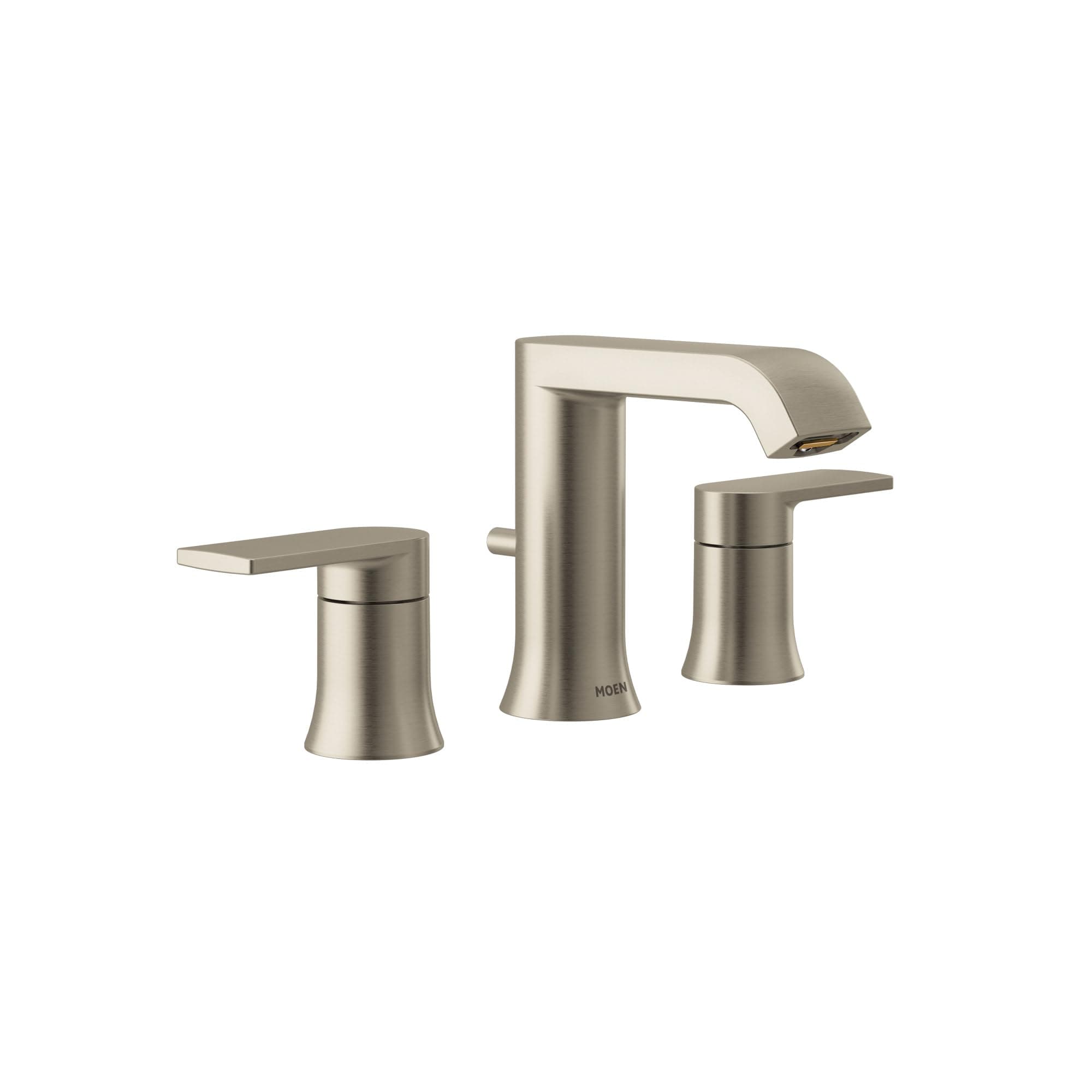 Genta LX Brushed Nickel Two-Handle Three-Hole Widespread Modern Bathroom Sink Faucet with Drain Assembly, (Valve Required), T6708BN