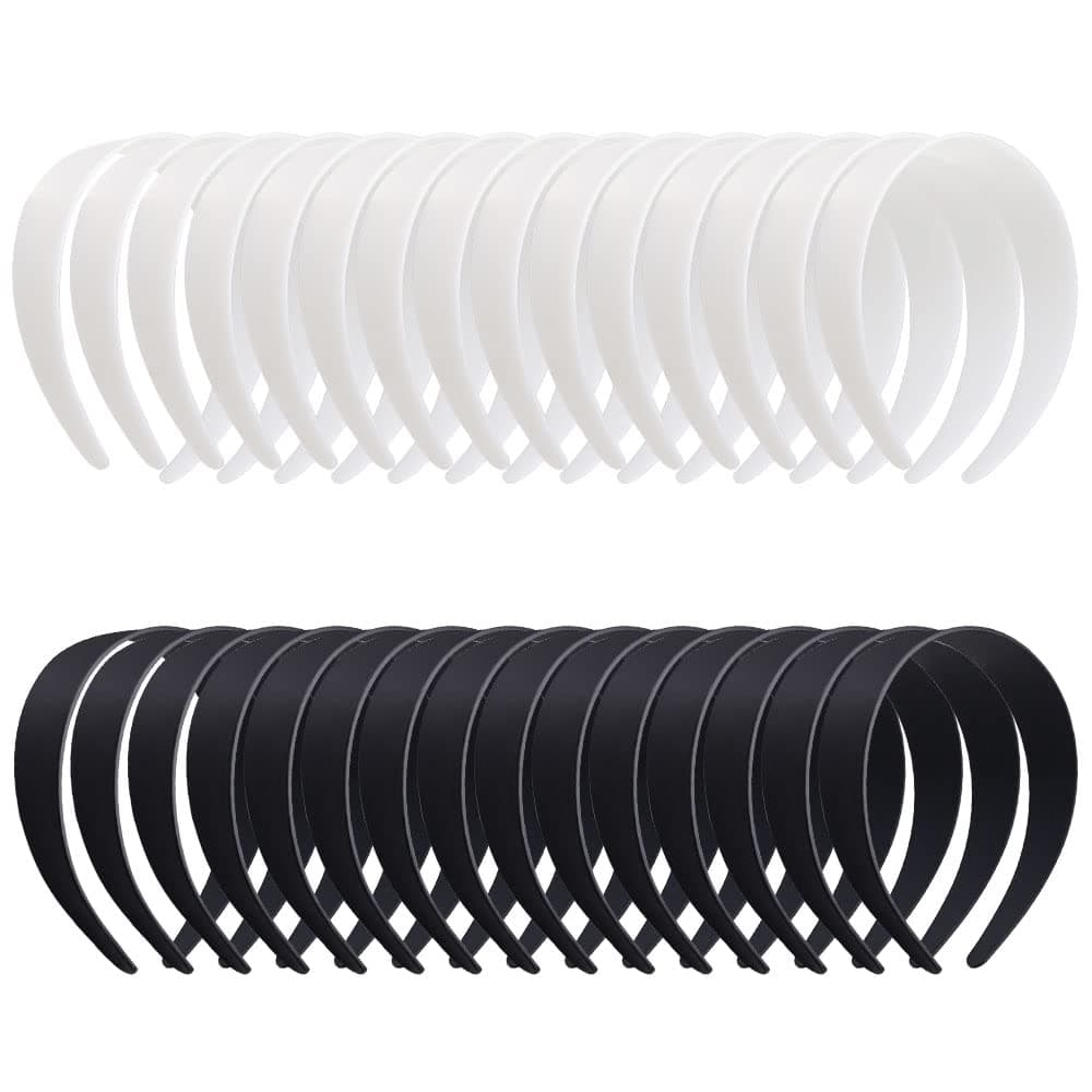 30PCS Plastic Headbands, BOJVESH Plain No Teeth DIY Plastic Headbands Hair Accessories for Women Girls