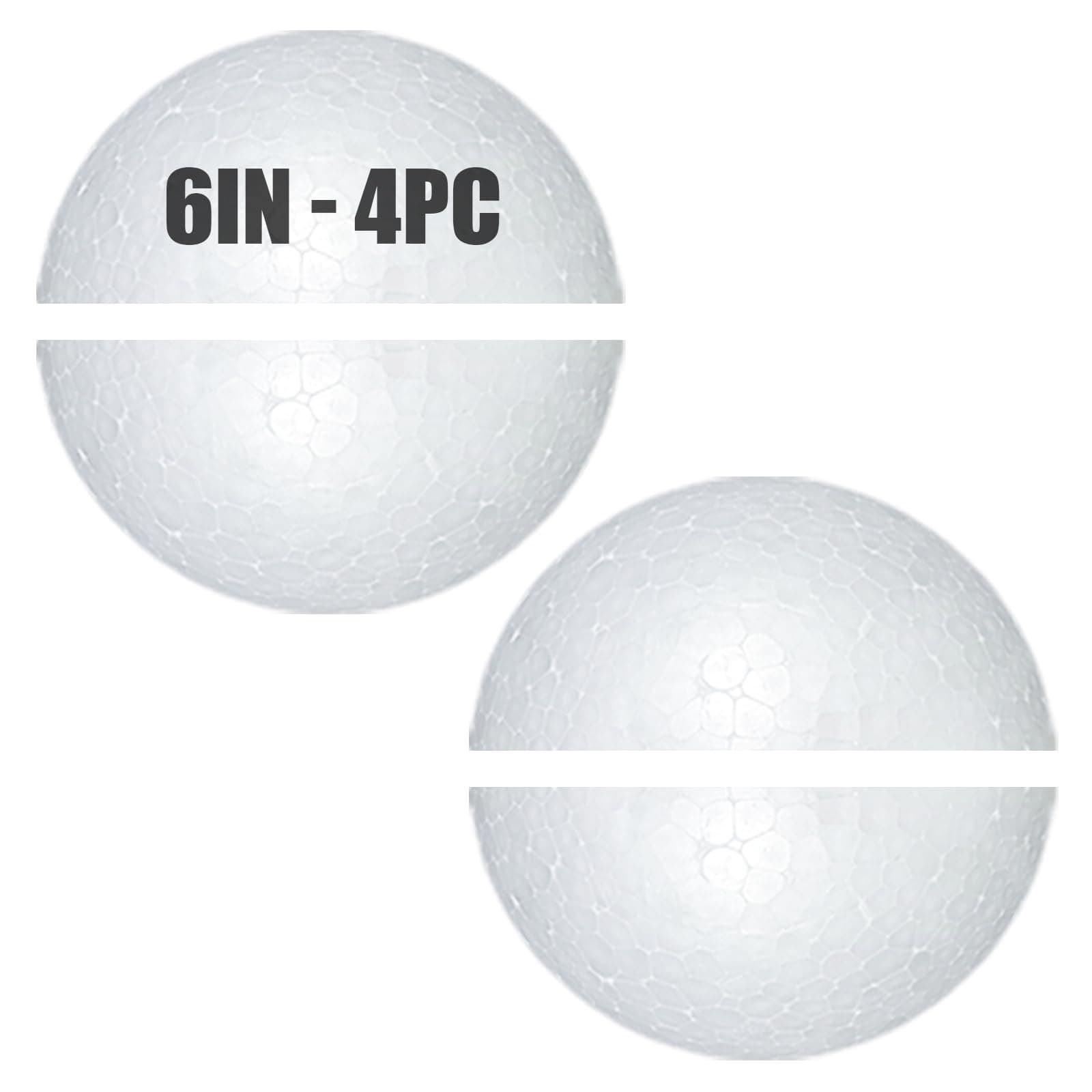 Styrofoam Half Balls 6 Inch,4PC Large White Half Foam Balls for Crafts, DIY Craft Giant Foam Balls for Home and School,Smooth Solid Round Balls (Half styrofoam-6in-4pc)
