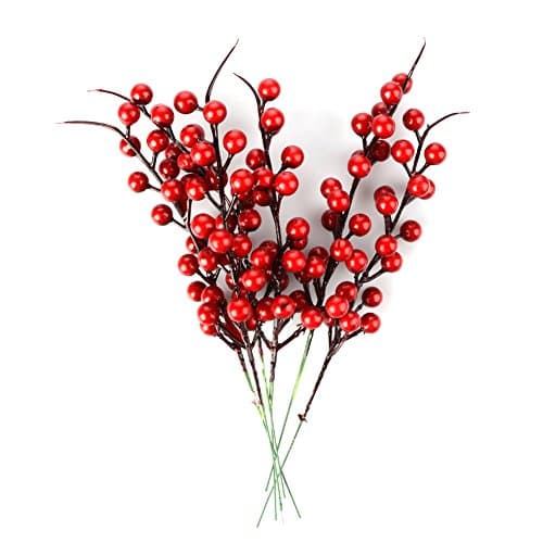 Red Berries,Artificial Red Berry Stems for Christmas Tree Decorations, Crafts, Holiday and Home Decor,10pack,10inch Tall