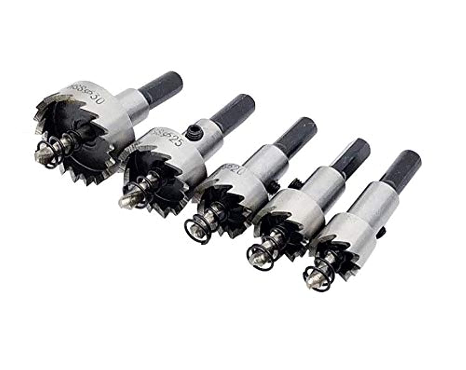 5 Pcs Carbide Tip HSS Drills Bit Hole Saw Set Stainless Steel Metal Alloy 16mm 18.5mm 20mm 25mm and 30mm