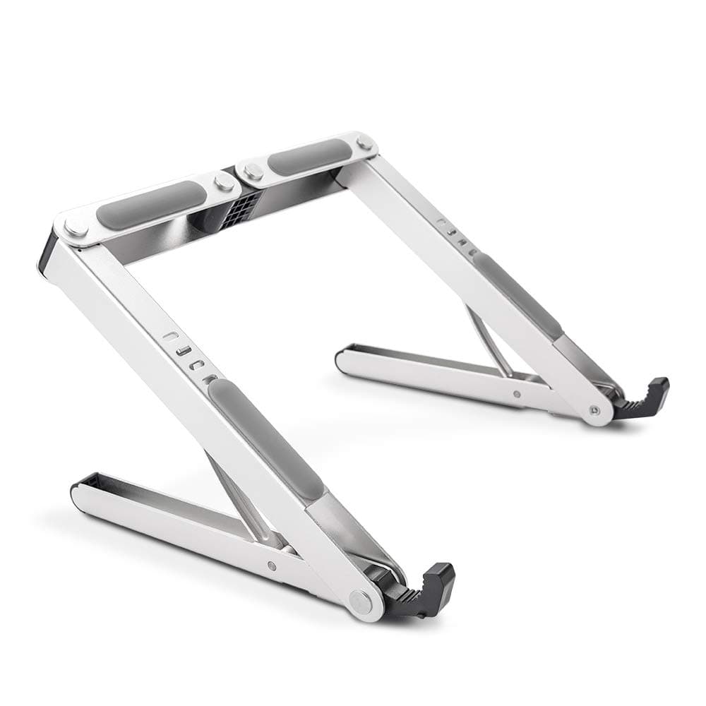 LONGKO Portable Laptop Stand - Adjustable Multi-Angle Stand Ventilated Aluminum Tablet Holder - Light Weight Foldable Screen Riser for Macbook Notebook iPad iPhone Cell Phone(White)