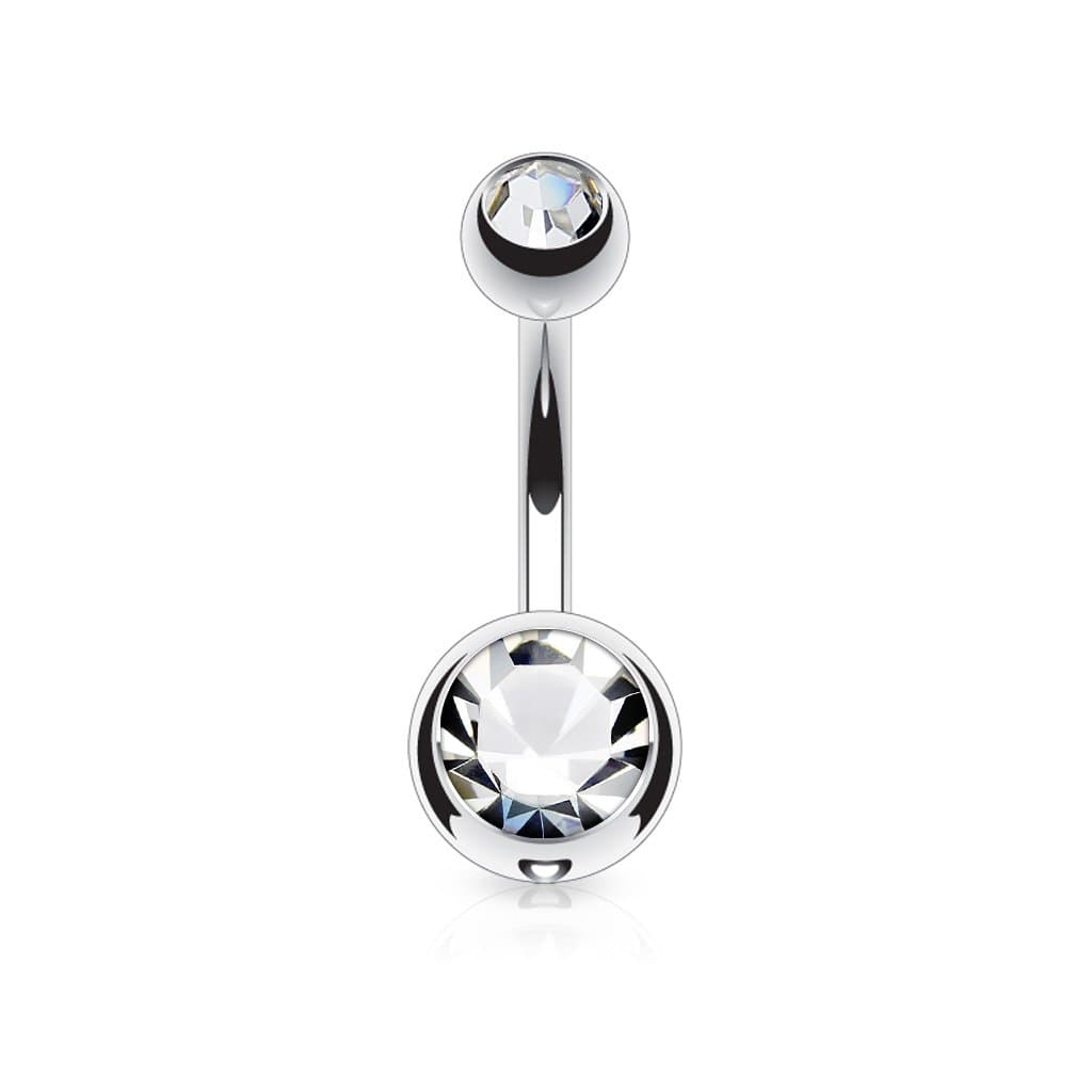 TheCheshireCat (1 Piece) (5/8) Starter Piercing Belly Ring with Clear Cz Gems Surgical Steel 14g