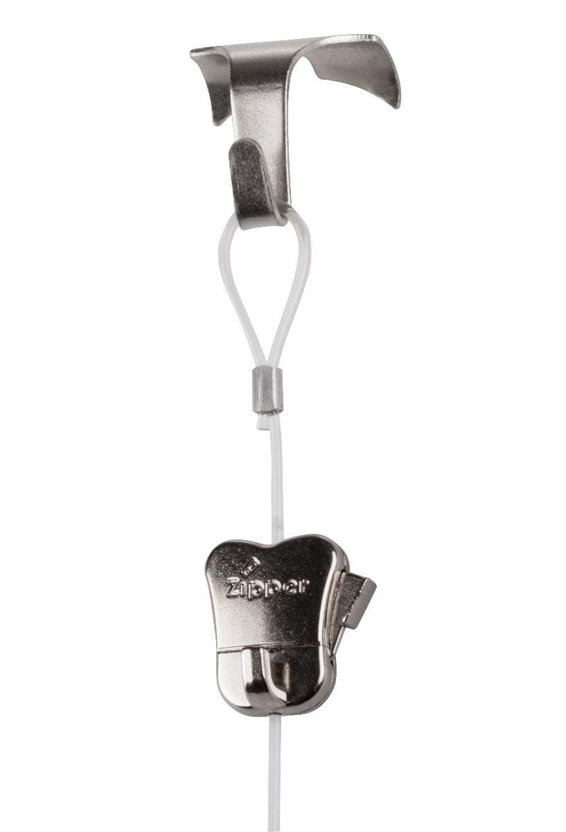 STAS Moulding Hook + Perlon Cord with Loop 59" + Zipper Hook (Chrome / Silver)