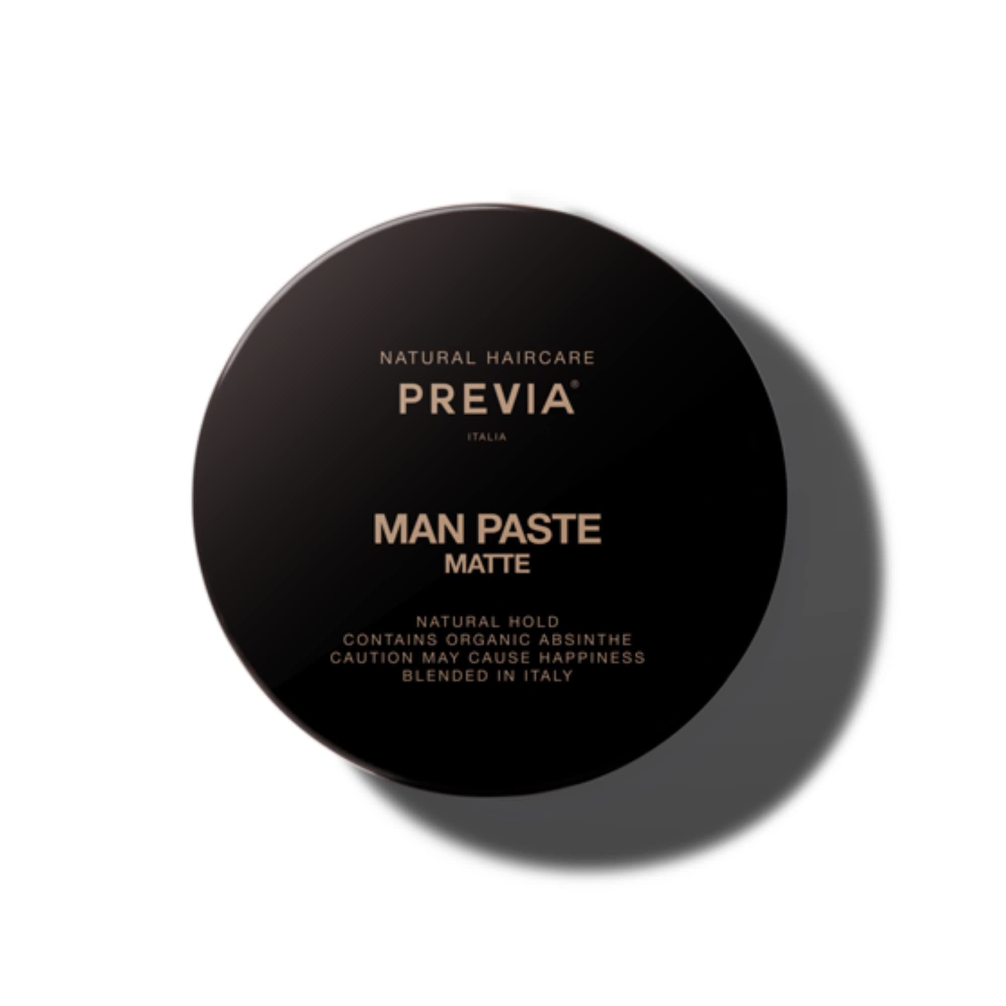 PREVIA Man Paste - Matte Hair Styling Paste for Natural Hold and Texture | Molding Hair Paste for Short or Long Hair | Vegan Gluten-Free Sulfate-Free Hair Styling Solution (3.38 oz)