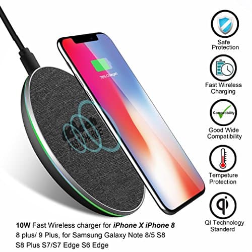 8Gtech1 Fast Wireless Charging, iPhone X Wireless Charger for Phone, Fast Wireless Charger Pad Stand for Samsung Galaxy Note 8/5 S8/S8 Plus S7/S7 Edge S6 Edge Plus (Black)