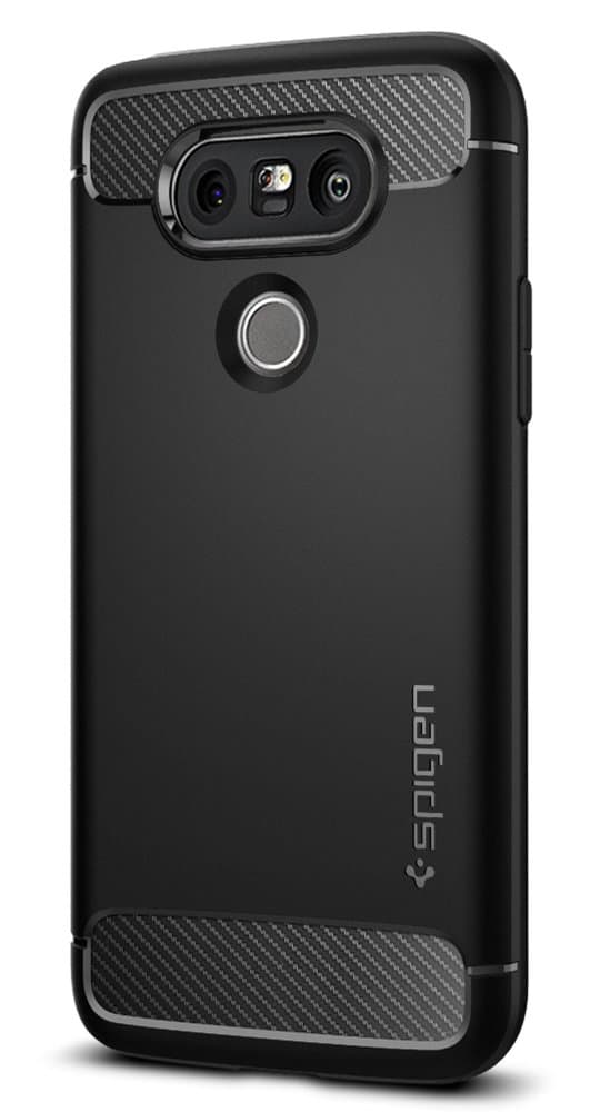 Spigen Rugged Armor LG G5 Case with Resilient Shock Absorption and Carbon Fiber Design for LG G5 2016 - Black