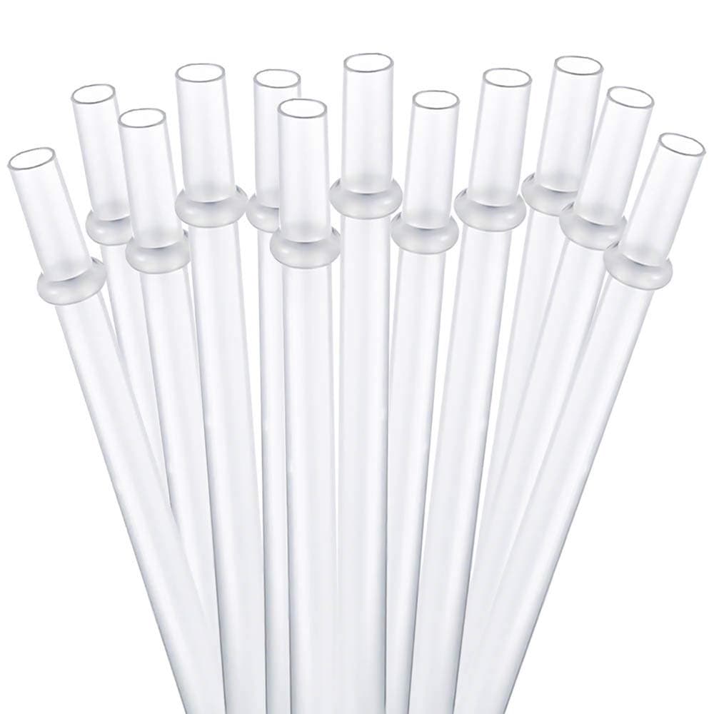 12 Piece 11 Inch Reusable Plastic Thick Drinking Straws BPA Free Mason Jar Straws Plain Color (11inch,White)