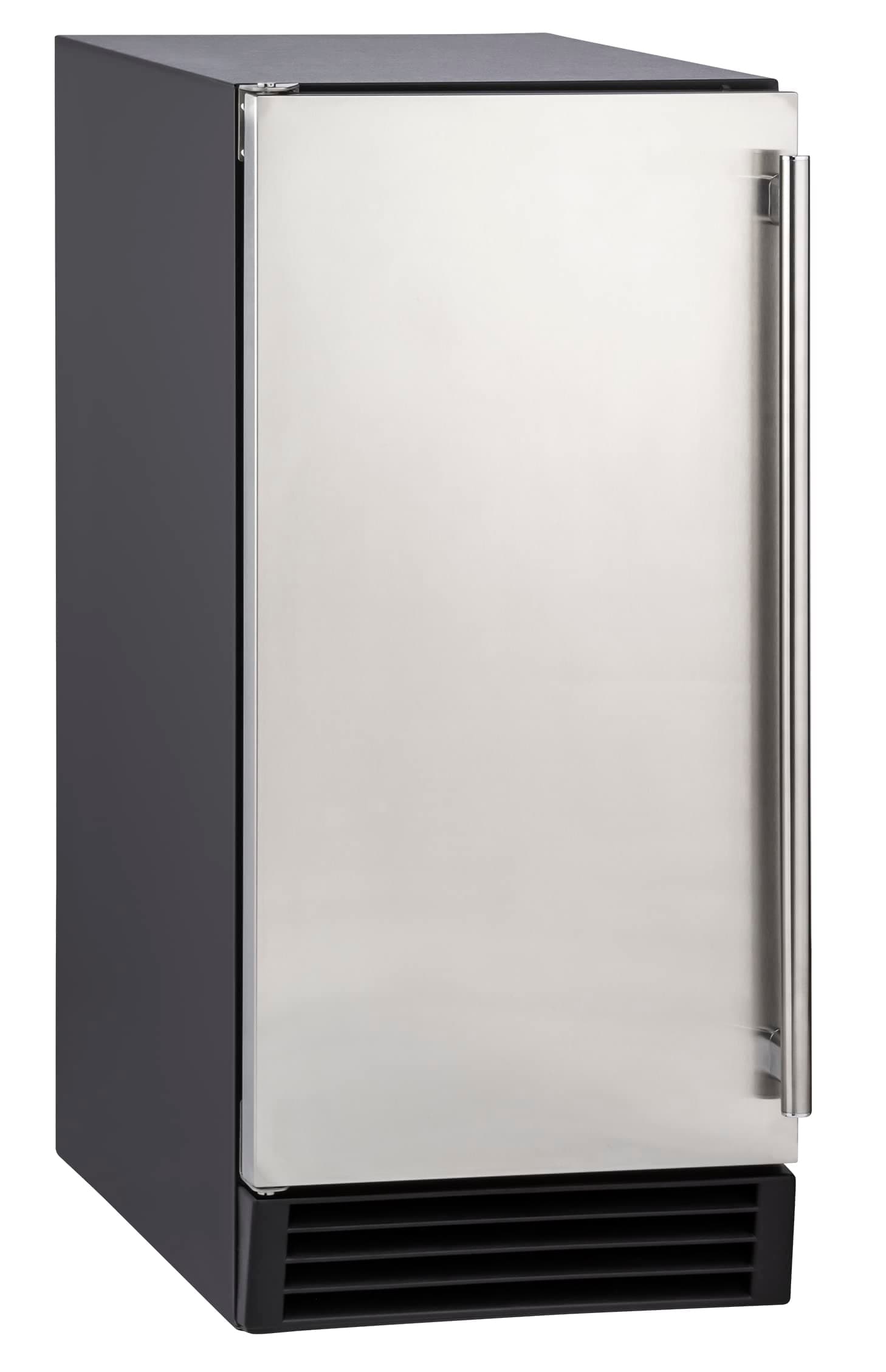 Self-Contained Indoor Ice Machine, 15"W, 60 lbs, Full Dice Ice Cubes, Energy Star Listed, in Black with Stainless Steel Door (MIM50)