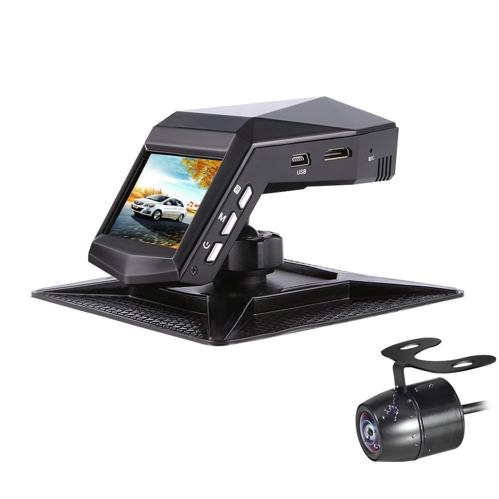 Dash Cam Sony Sensor Front and Rear Dual Lens Car Camera 140°Wide Angle Dashboard Driving Recorder with Infrared Night Vision, Parking Monitor, G-Sensor, Loop Recording, Back Camera(VGA). NO SD Card