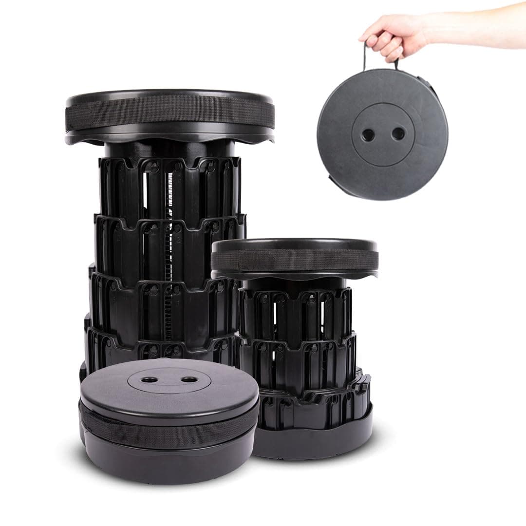 Upgraded Collapsible Stool – Easy to Carry retractable Stool - Lightweight telescoping stool for Camping & BBQ –Sturdy Portable Stool - Slip Resistant Telescopic Stool with Max Load Capacity 1000lbs