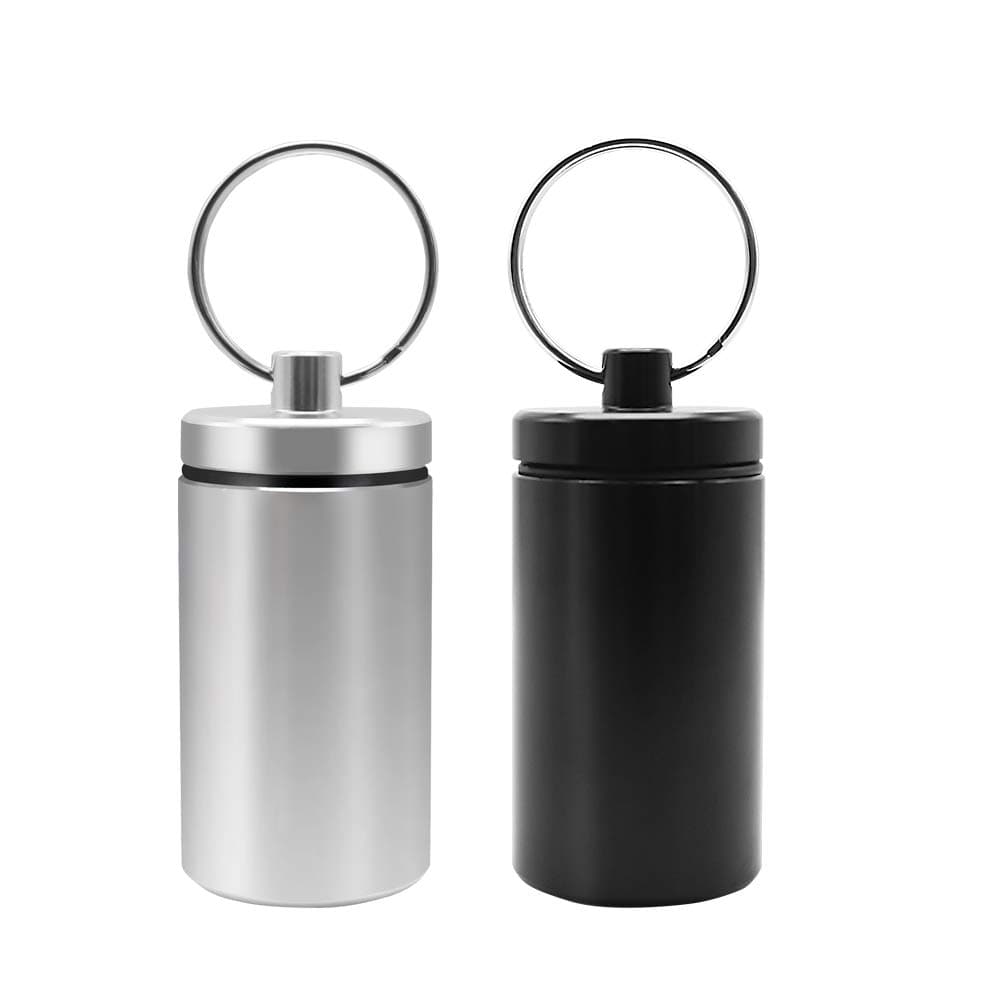 Keychain Pill Holder Small, 2pcs Waterproof Aluminum Pill Case Container for Nitro Daily Tablet, Little Pill Boxes for Travel Outdoor EDC