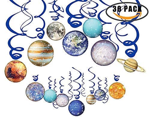 Solar System Hanging Swirl Decorations,Planets/Outer Space Party Supplies Decor Party Stremers Kids Birthday Decorations Ceiling Ornaments(30 PCS)