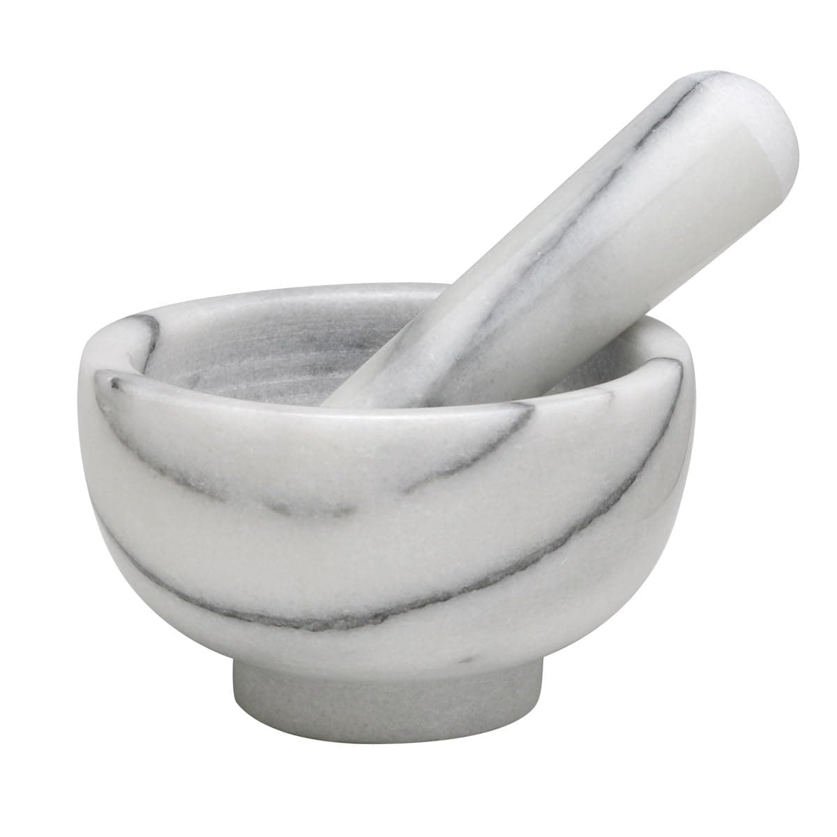 HIC Kitchen Mortar and Pestle Set, Solid Carrara Marble, 3.8-Inch, Spice Herb Grinder, Pill Crusher, Nut Butter Maker