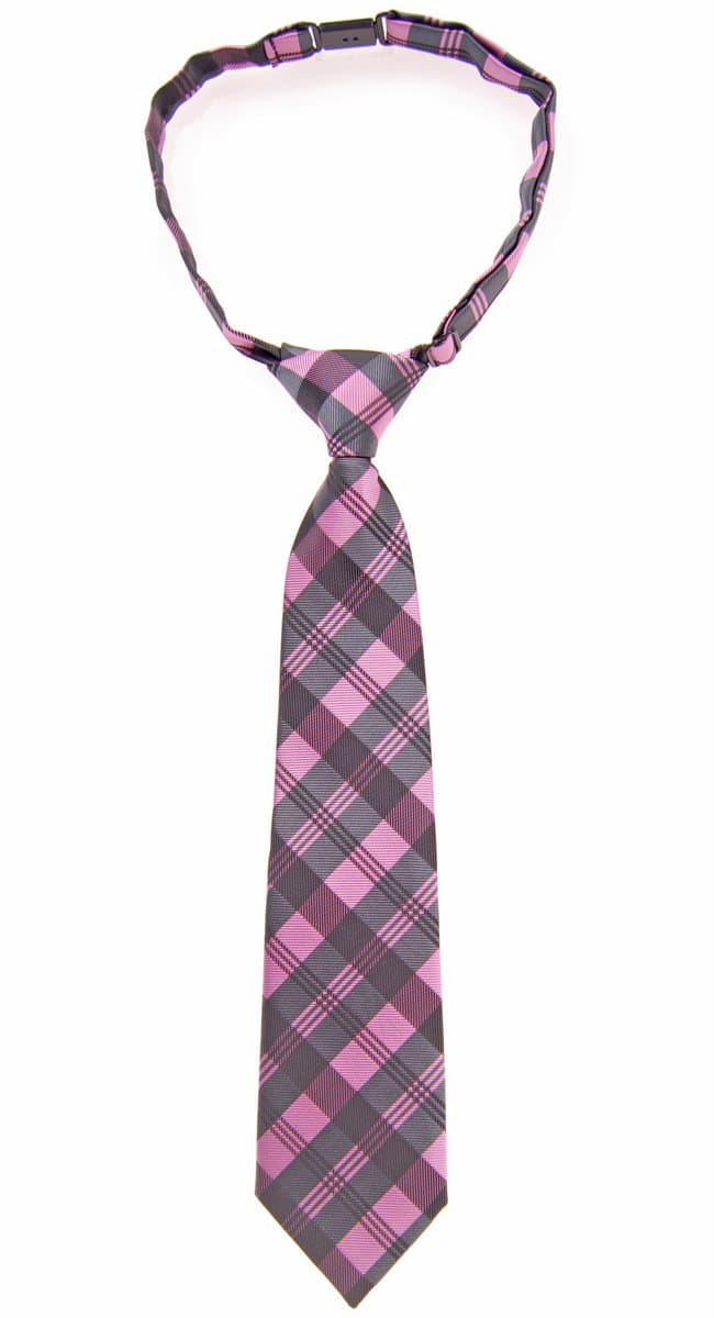 Tartan Plaid Patterns Woven Microfiber Pre-tied Boy's Tie