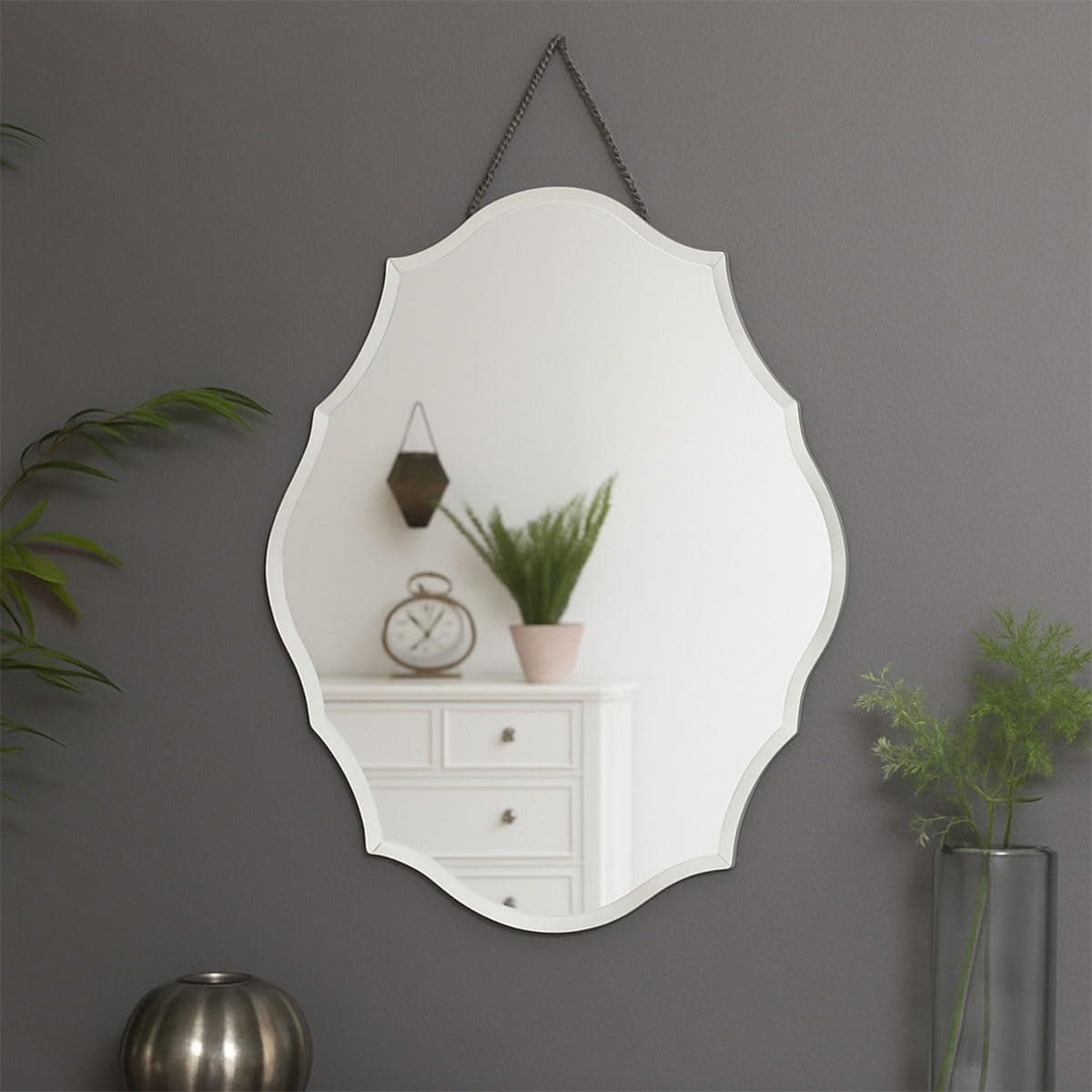 Melody Maison Ornate Frameless Bevelled Wall Mirror