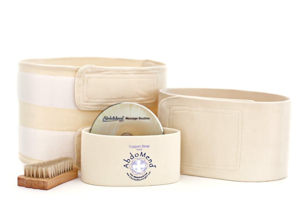 C-Section, Hernia, Appendicitis, Laparoscopy - Deluxe Recovery Kit - 2 Cotton Belly Bands, Massage/Wound Therapy DVD, and Skin Brush for Complete Care (Size Petite)