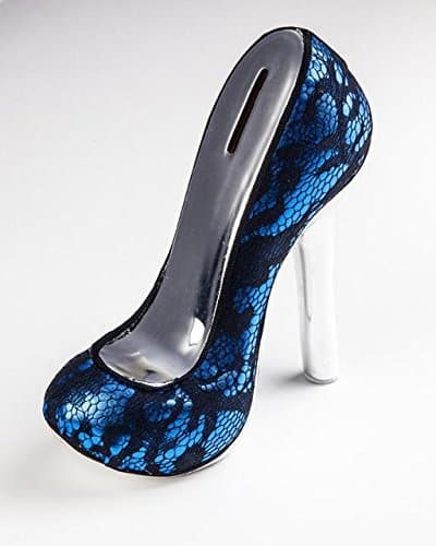 Blue high heeled shoe money box