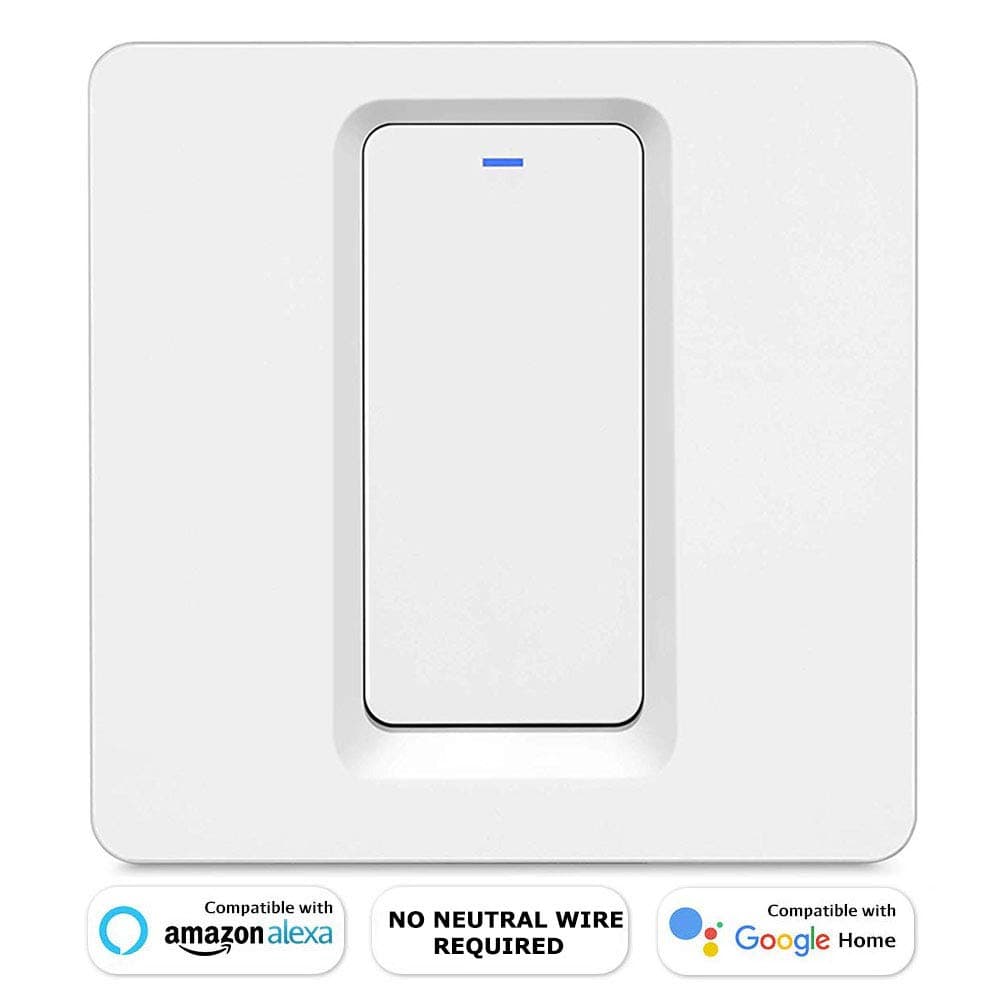 LNL WiFi Smart Light Switch, No Neutral Wire Required, Alexa Light Switches Remote Control, Voice Control and Timing Function, Compatible with Alexa, Google Assistant and IFTTT (1Gang-Single L Wire)