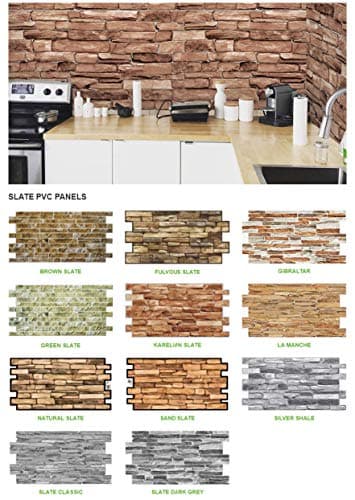 On1shelf 3D Wall Panels Stone Brick Slate Effect Decorative PVC Plastic Cladding (Sand Slate)