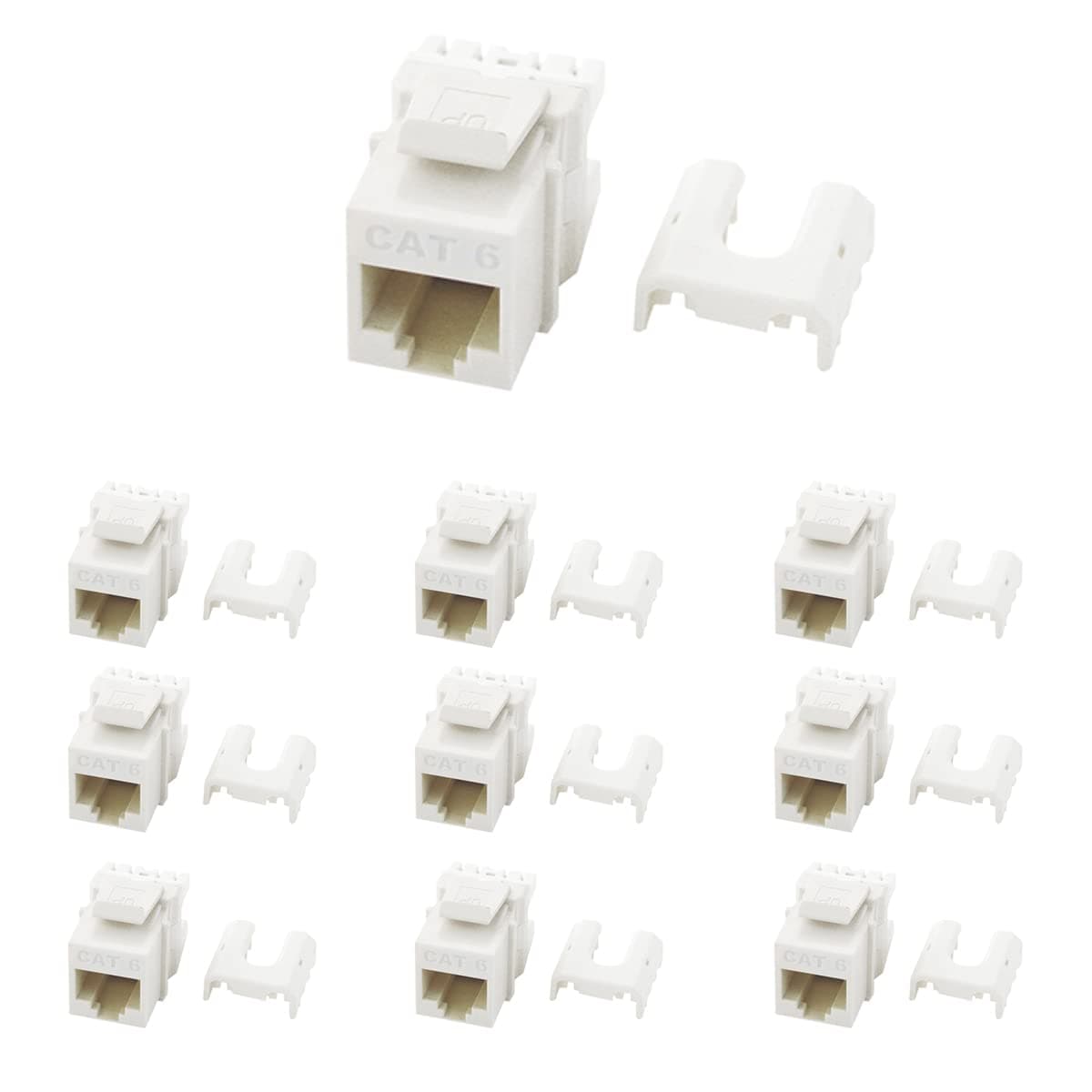 Legrand - OnQ Cat6 Keystone Jacks Quick Connect RJ45 Keystone Insert with 110 Punch Down, HDMI Keystone Jacks, Use with Cat5, Cat5e, or Cat6 Keystone Jack, White, WP3476WH, 10 Pack