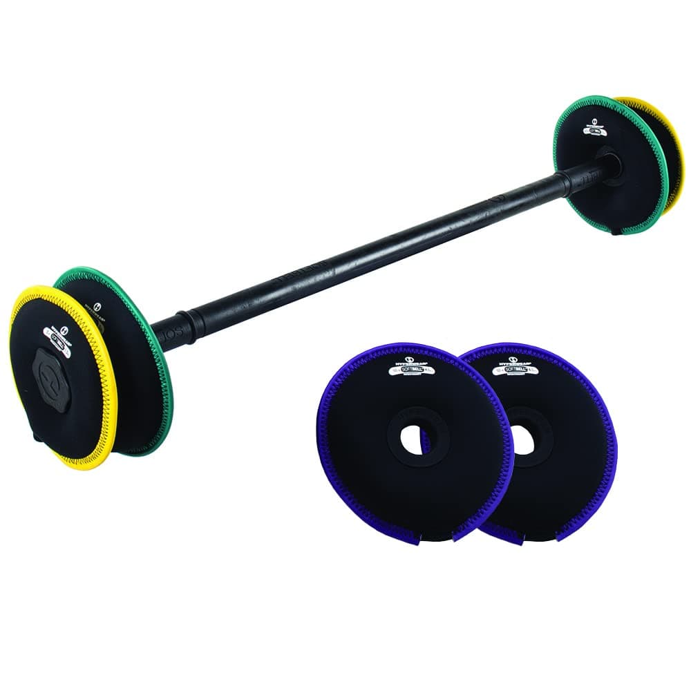 HYPERWEAR Adjustable Barbell Set with Soft Weight Plates, Expandable SoftBell System for Strength Training, Cardio, and Home Gym (35 lb Barbell, Up to 60 lbs Capacity)